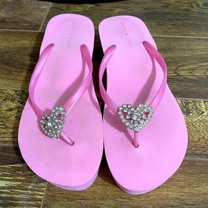 Pink wedge flip flop with Rhinestone Heart size 10